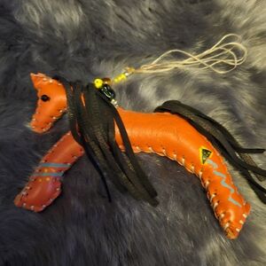 Handmade Leather American Indian Southwestern Horse Painted Purse Charm Signed!
